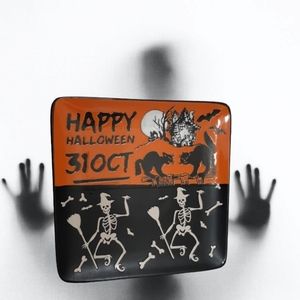 ***SPECTRUM Happy Halloween 8" Stoneware Square Plate (1 plate)